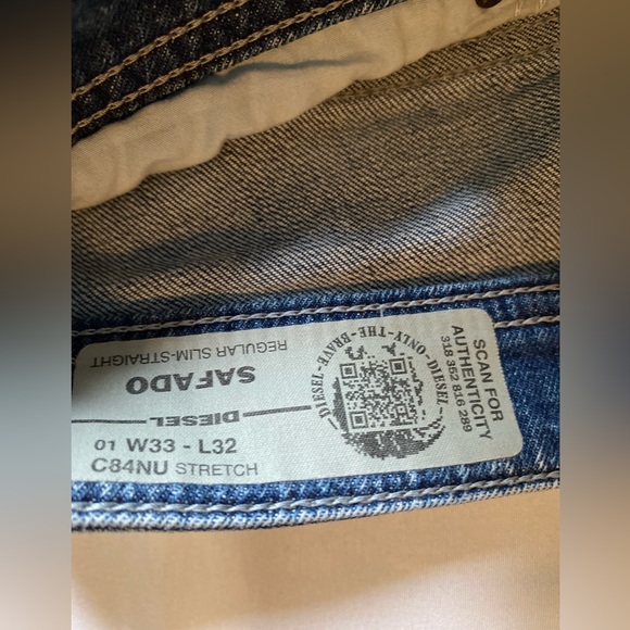 DIESEL Jeans Safado 003A7 Wash White Stitching  5 Pocket Button Fly - Picture 7 of 14